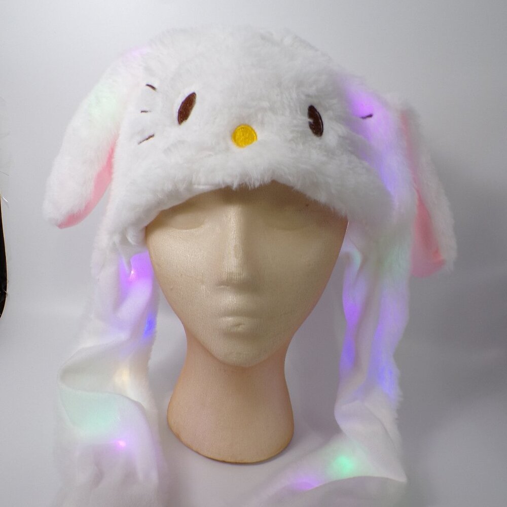 LED Bunny Rabbit Hat Flashing Lights Moving Ears